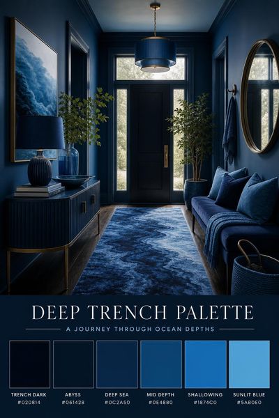 Interior design mockup of Deep Trench Palette color palette in use