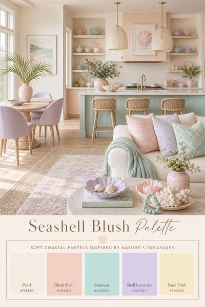 Interior design mockup of Seashell Blush Palette color palette in use