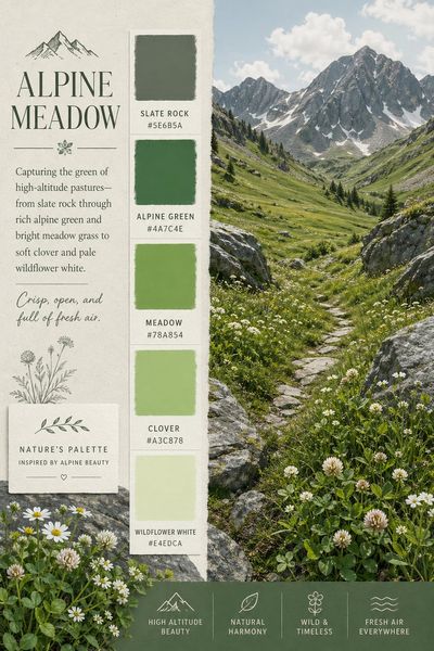 Creative mockup of Alpine Meadow color palette in use