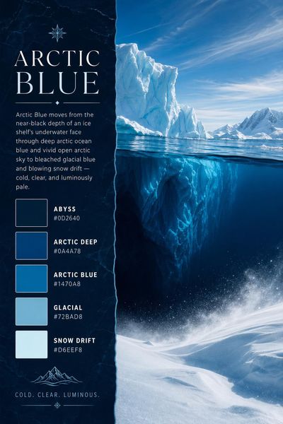 Creative mockup of Arctic Blue color palette in use