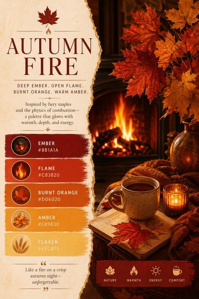Creative mockup of Autumn Fire color palette in use