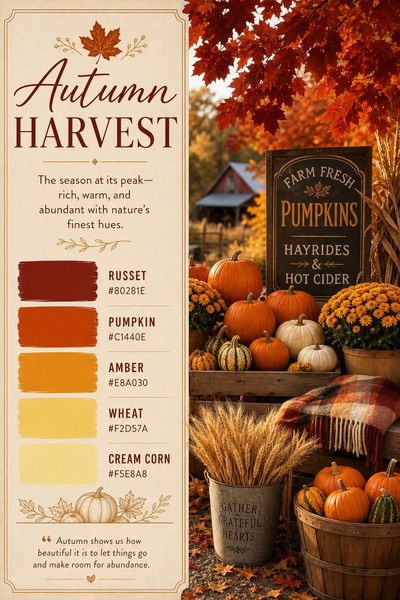 Creative mockup of Autumn Harvest color palette in use