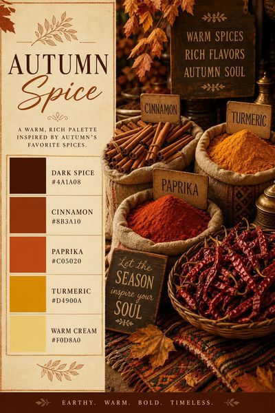 Creative mockup of Autumn Spice color palette in use