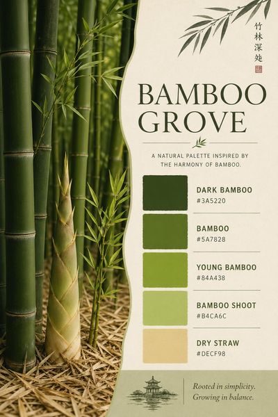 Creative mockup of Bamboo Grove color palette in use