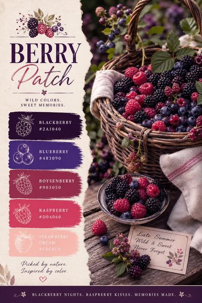 Creative mockup of Berry Patch color palette in use