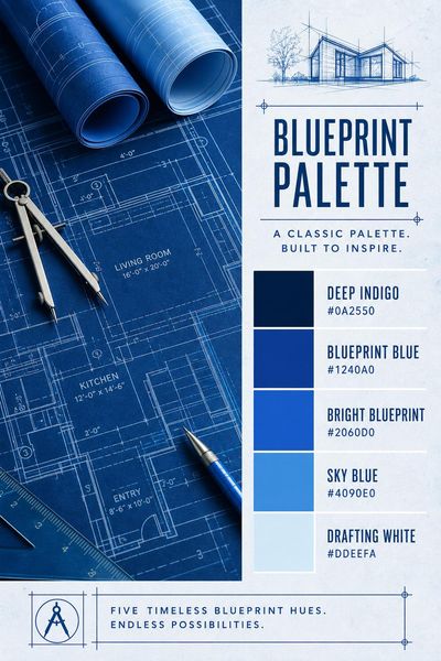 Creative mockup of Blueprint Palette color palette in use