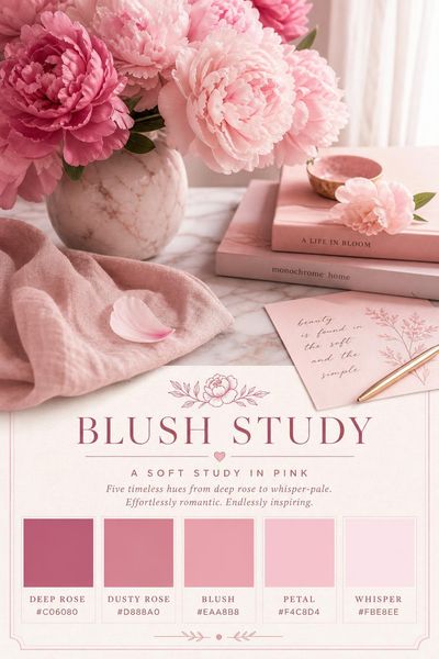 Creative mockup of Blush Study color palette in use