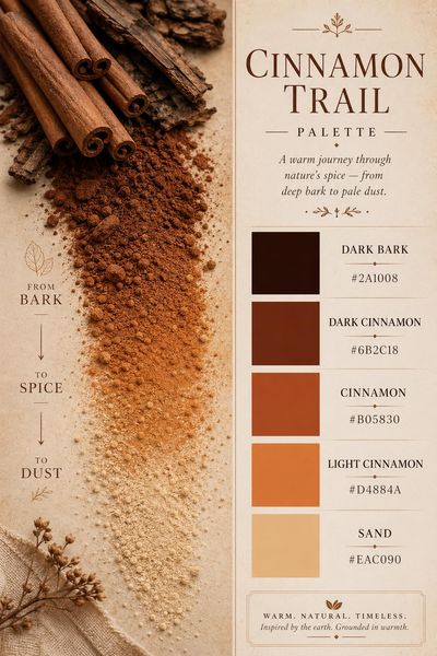 Creative mockup of Cinnamon Trail Palette color palette in use