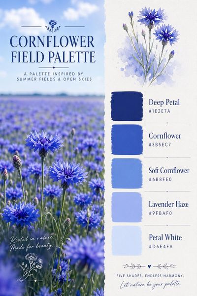 Creative mockup of Cornflower Field Palette color palette in use