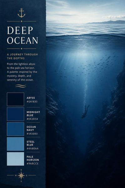 Creative mockup of Deep Ocean color palette in use