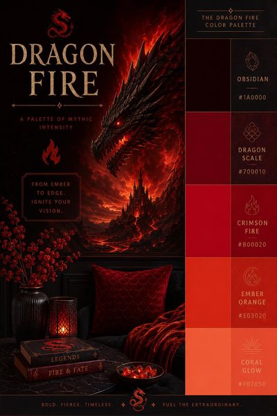 Creative mockup of Dragon Fire color palette in use