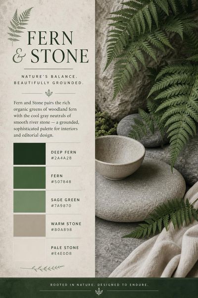 Creative mockup of Fern and Stone color palette in use
