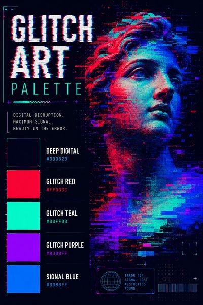 Creative mockup of Glitch Art Palette color palette in use