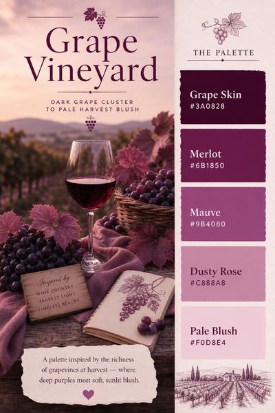 Creative mockup of Grape Vineyard color palette in use