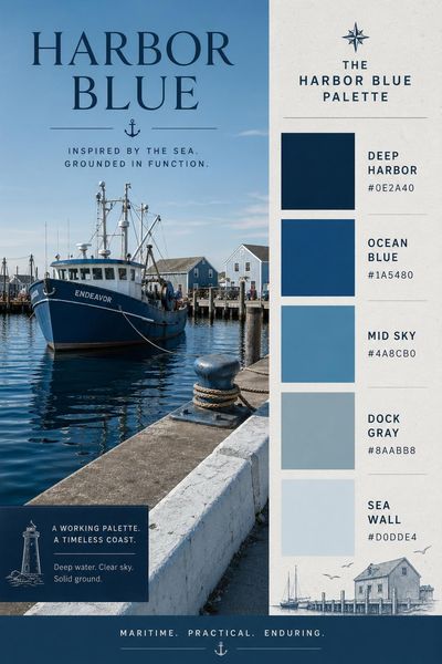 Creative mockup of Harbor Blue color palette in use