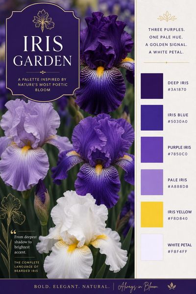 Creative mockup of Iris Garden color palette in use