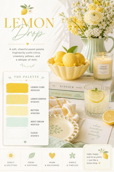 Creative mockup of Lemon Drop color palette in use