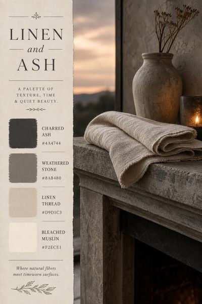 Creative mockup of Linen and Ash color palette in use