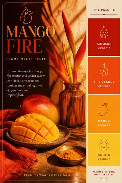 Creative mockup of Mango Fire color palette in use