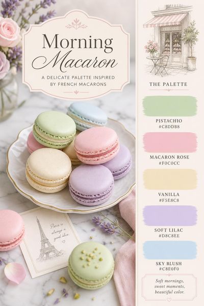 Creative mockup of Morning Macaron color palette in use