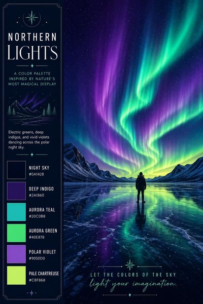 Creative mockup of Northern Lights color palette in use