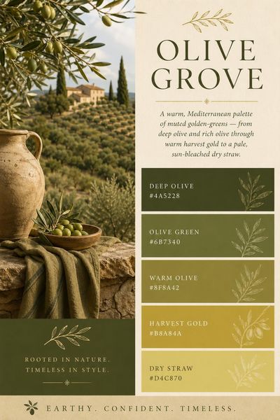 Creative mockup of Olive Grove color palette in use