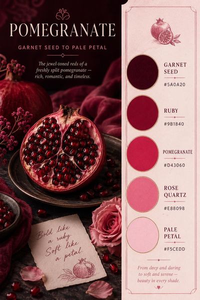 Creative mockup of Pomegranate color palette in use