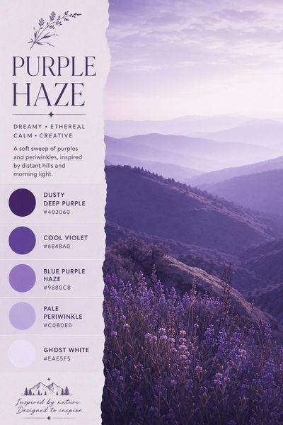 Creative mockup of Purple Haze color palette in use