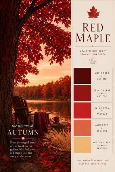 Creative mockup of Red Maple color palette in use