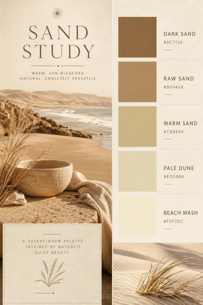 Creative mockup of Sand Study color palette in use