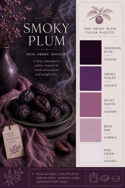 Creative mockup of Smoky Plum color palette in use