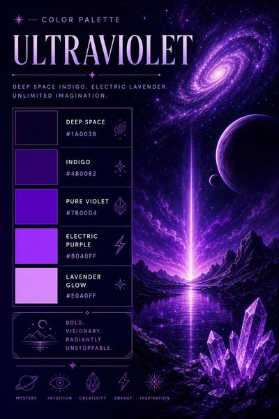 Creative mockup of Ultraviolet color palette in use