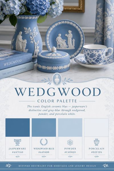 Creative mockup of Wedgwood color palette in use