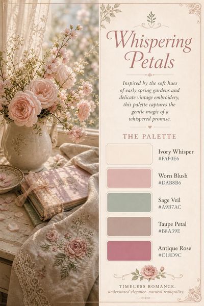 Creative mockup of Whispering Petals color palette in use